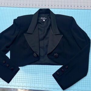 Black Cropped Bolero Blazer with Structured Lapels